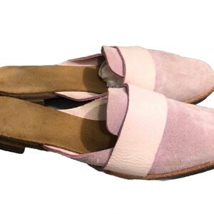 U-Dot Pink Leather Mule Slides. Size 8US.